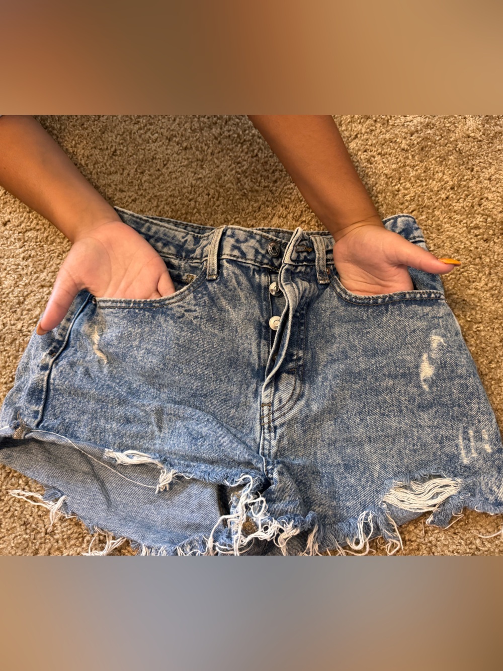 wild fable Light Blue Denim Shorts with Button Detail